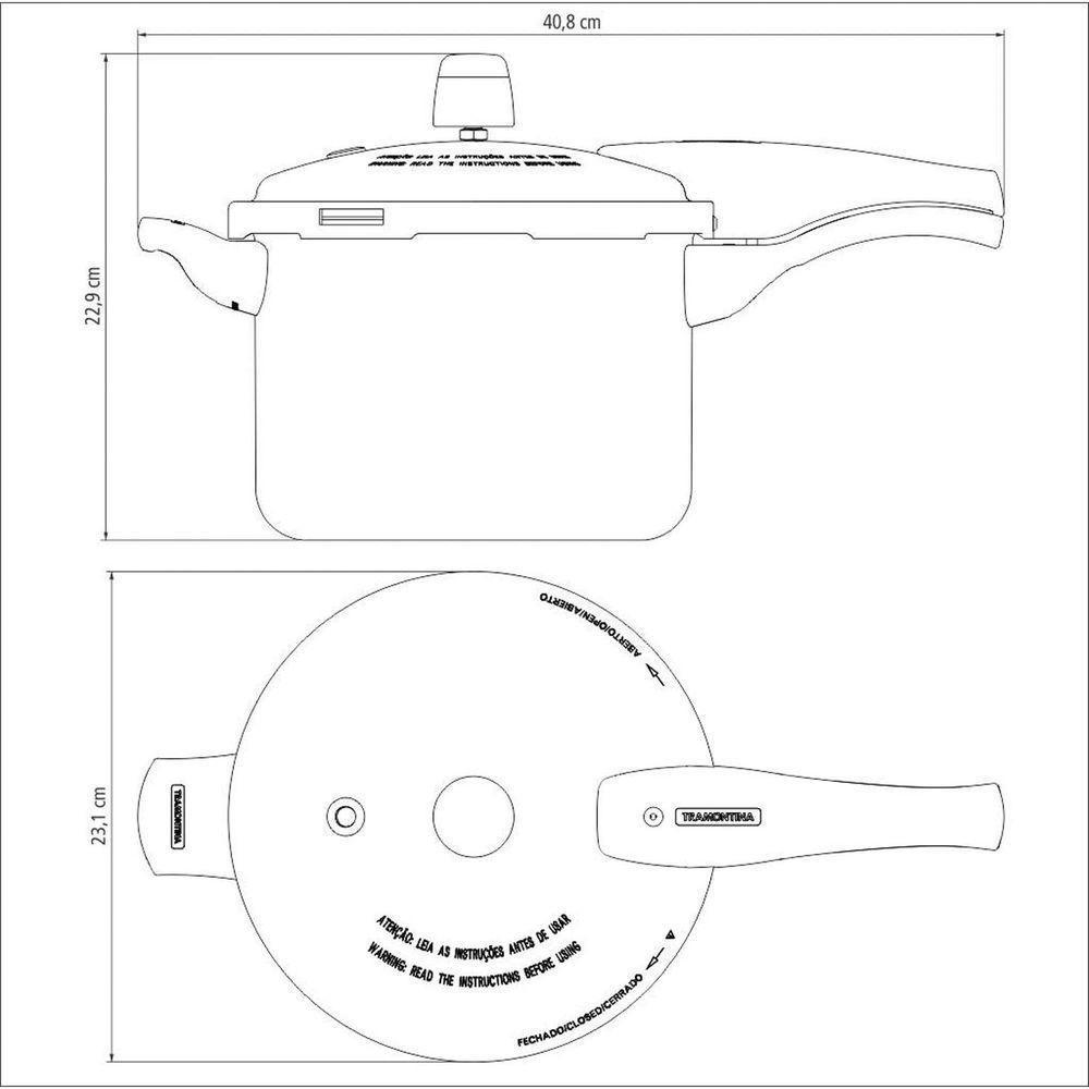 Panela De Pressão Vancouver Alumínio Revestimento Antiaderente Starflon Preta 20 Cm 4,5 L - 9