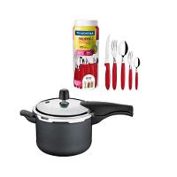 Kit - Panela De Pressão 4,5 Vancouver Grafite + 1 Faqueiro Vermelho 30pç - Tramontina - 1