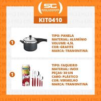 Kit - Panela De Pressão 4,5 Vancouver Grafite + 1 Faqueiro Vermelho 30pç - Tramontina - 2