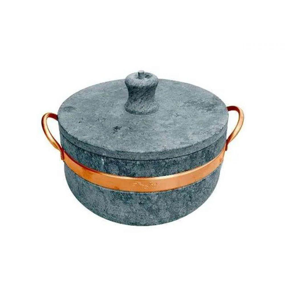 Panela De Pressão Em Pedra Sabão Com Alça De Cobre 3,6 Ltrs - 1