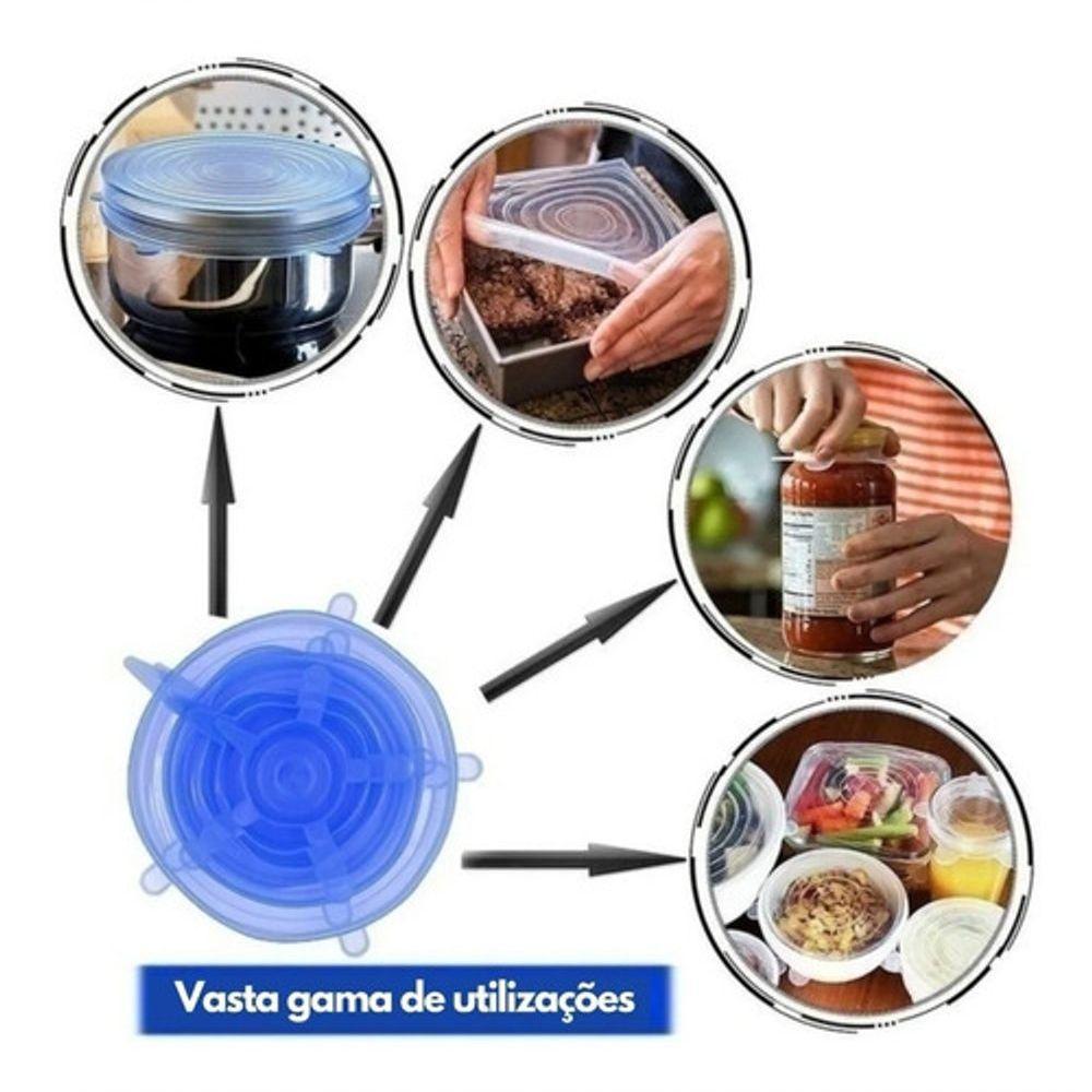 Kit 6 Tampas De Silicone Universal Panelas Vasilhas Lavável - 4