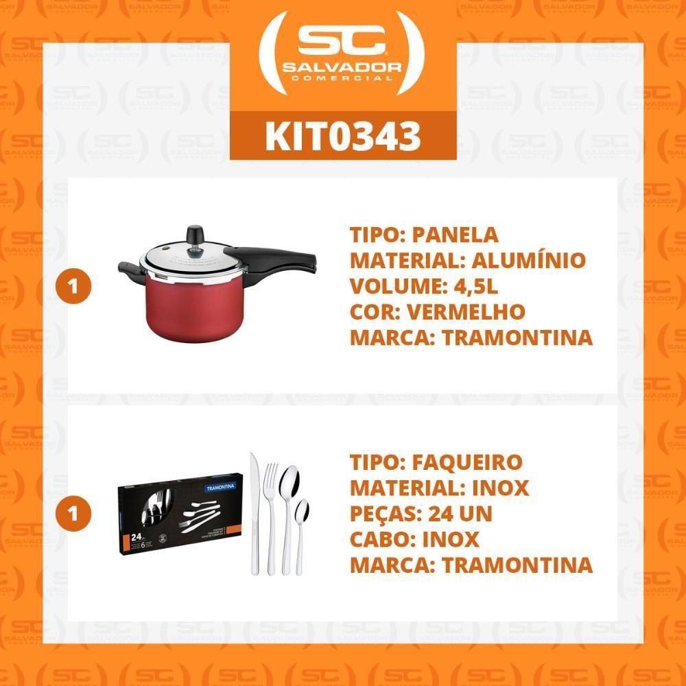 Kit - Panela De Pressão 4,5 Vancouver Vermelha + 1 Faqueiro Inox 24pç - Tramontina - 2