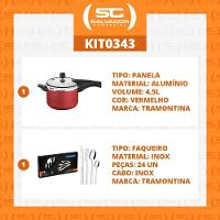 Kit - Panela De Pressão 4,5 Vancouver Vermelha + 1 Faqueiro Inox 24pç - Tramontina - 2
