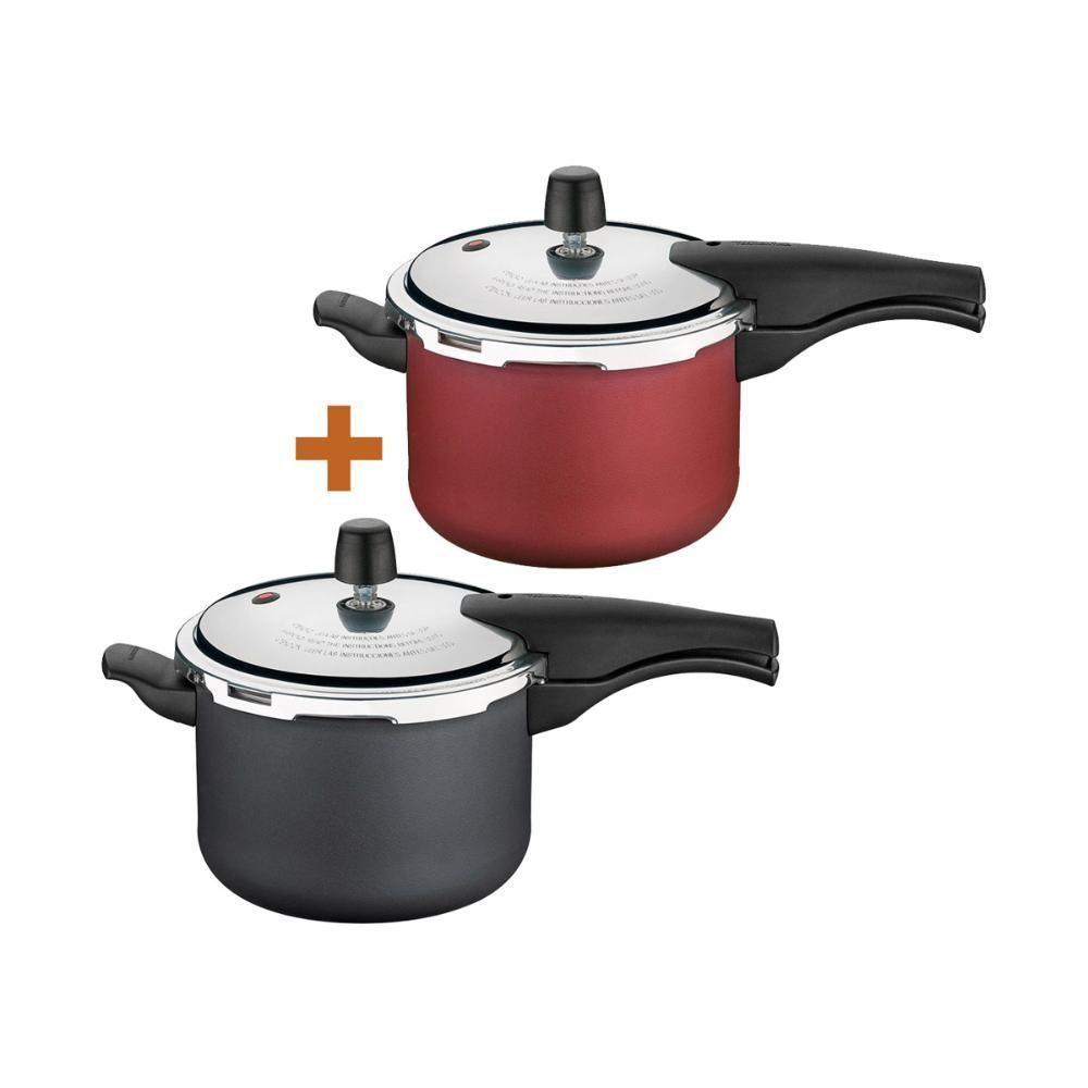 Kit - 2 Panelas De Pressão 4,5 Vancouver 1 Grafite + 1 Vermelha - Tramontina - 1