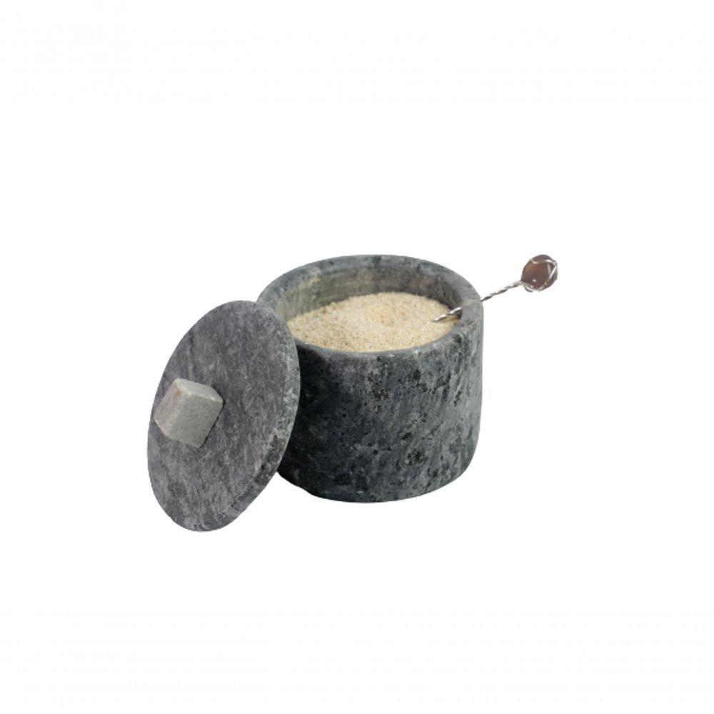 Açucareiro Farinheira Gourmet Pedra Sabão Com Colher P 7Cm - 1