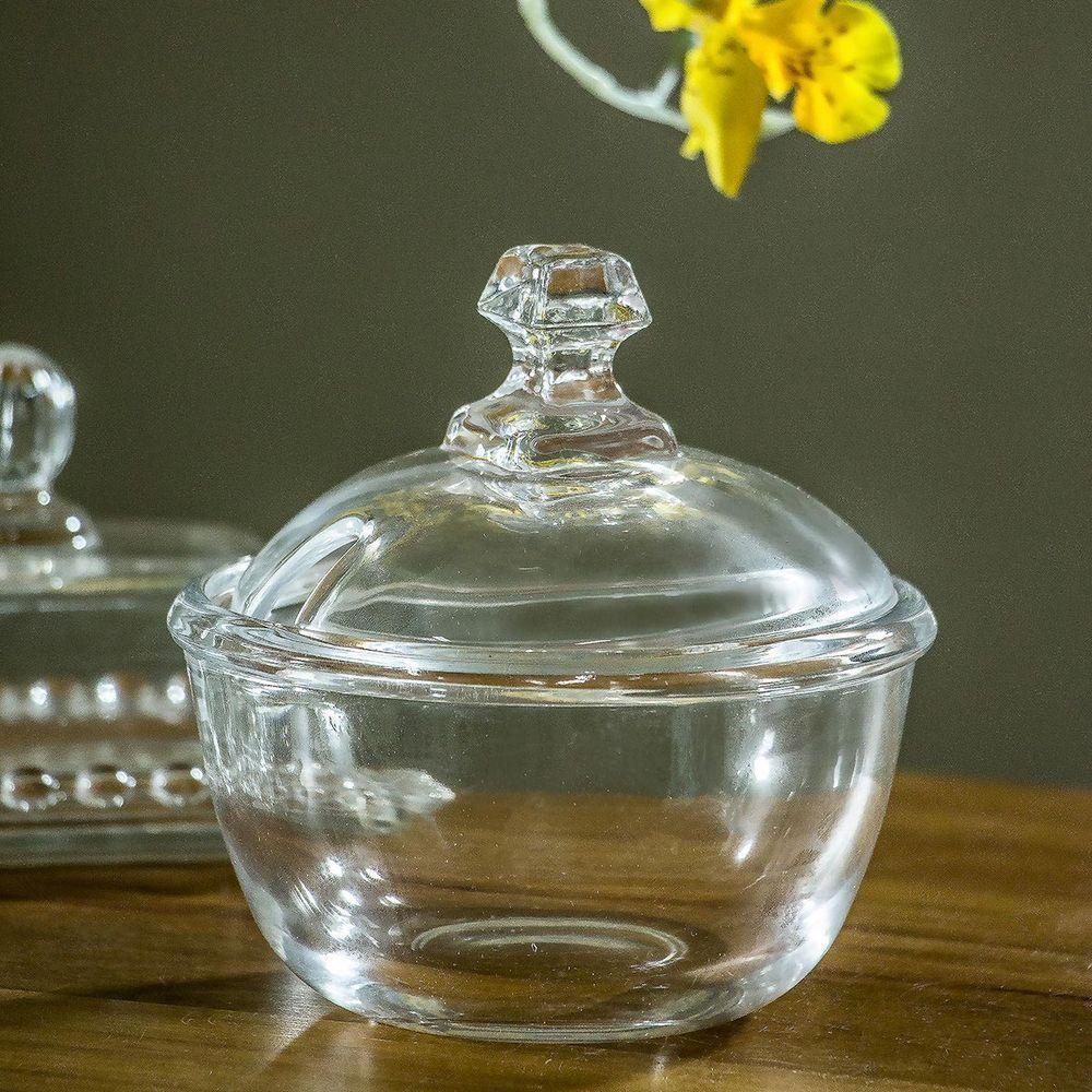 Açucareiro 12X12X12Cm 270Ml Vidro Transp Com Tampa - 2