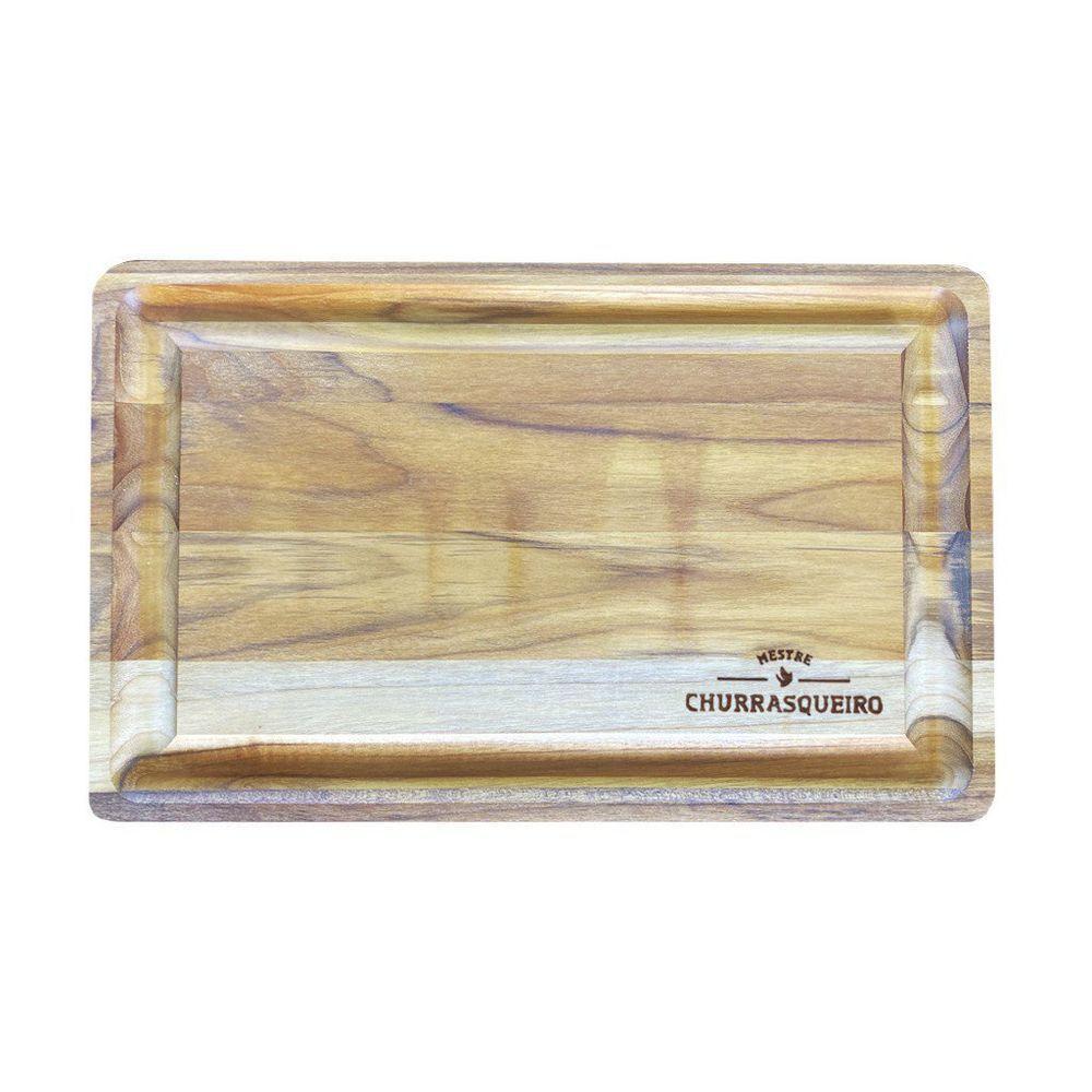 Tábua De Carne Teca Com Canaleta Personalizada Mestre - 1