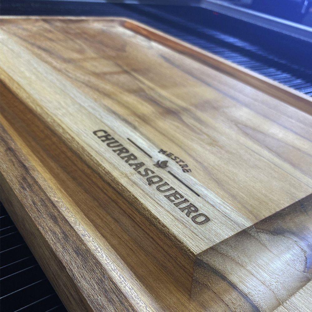 Tábua De Carne Teca Com Canaleta Personalizada Mestre - 3
