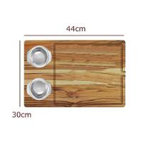 Tábua De Carne De Madeira Com Bandeja E 2 Potes Inox - Stolf - 4