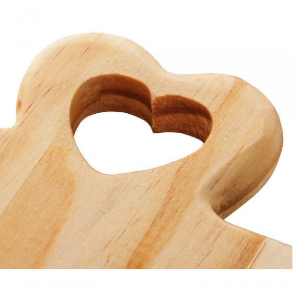 Tabua Retangular De Madeira Pinus 30 Cm Com Alça De Coração - 2