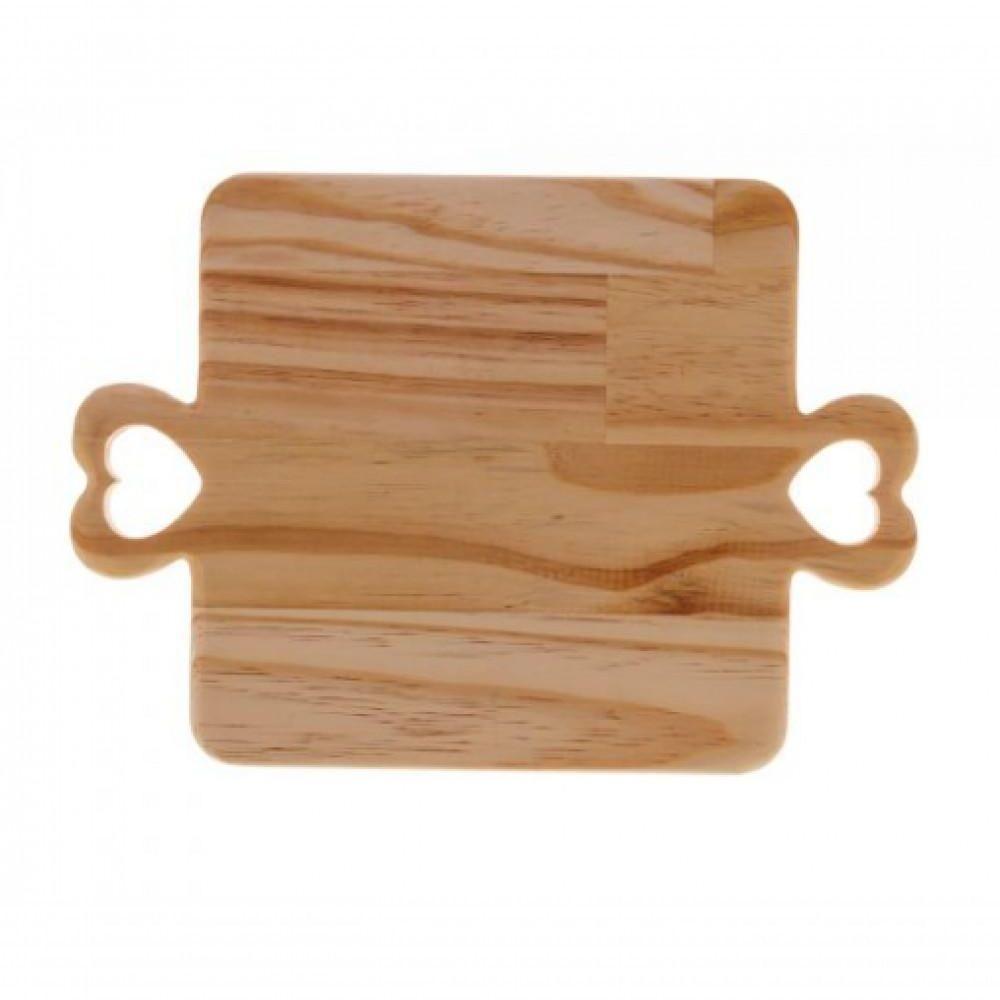 Tabua Retangular De Madeira Pinus 30 Cm Com Alça De Coração - 3