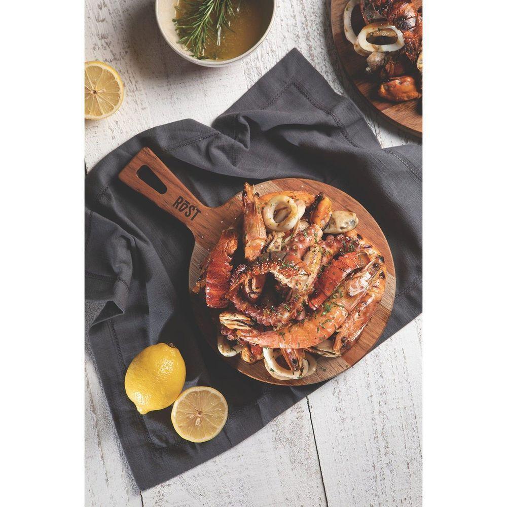 Fsc Tábua Rost Redonda Para Servir Em Madeira Jatobá Mesclada Com Cabo E Acabamento óleo - 2