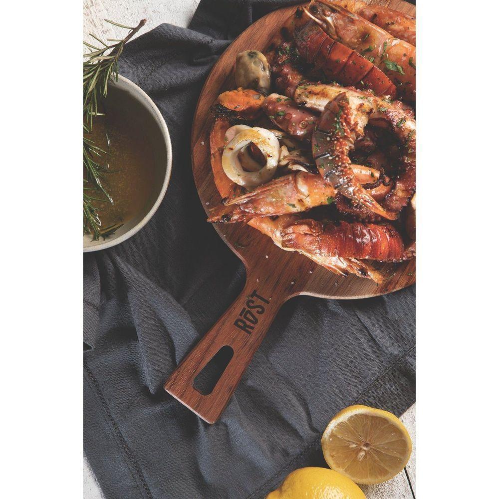 Fsc Tábua Rost Redonda Para Servir Em Madeira Jatobá Mesclada Com Cabo E Acabamento óleo - 6