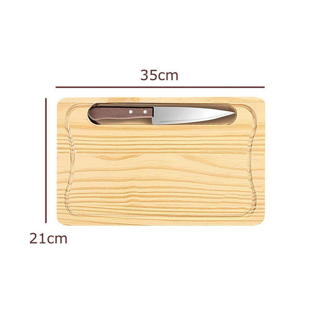 Tábua De Carne De Madeira Pinus Com Faca - Stolf - 2