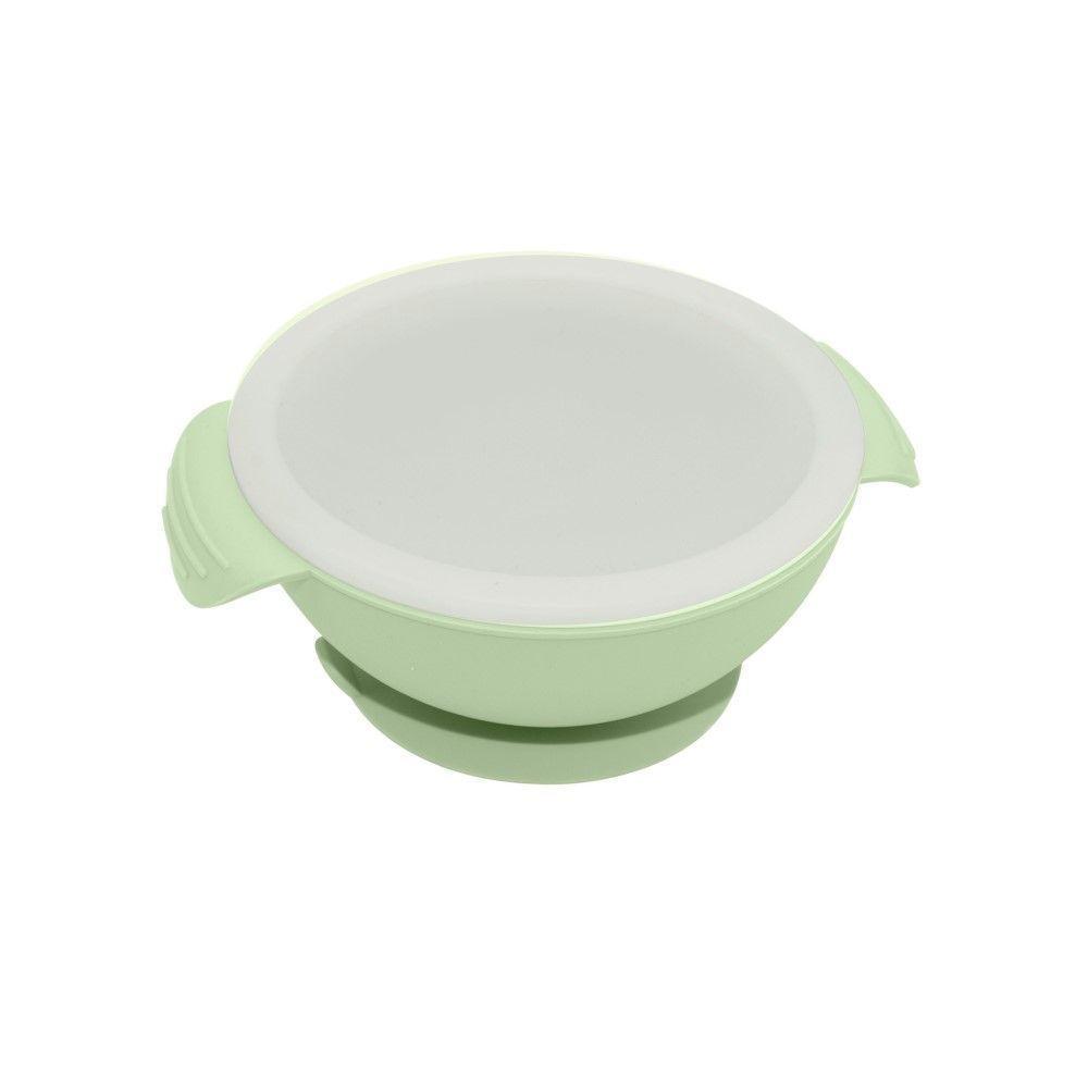 Tigela De Silicone Infantil Com Tampa E Base De Sucção Verde Oxford - 1