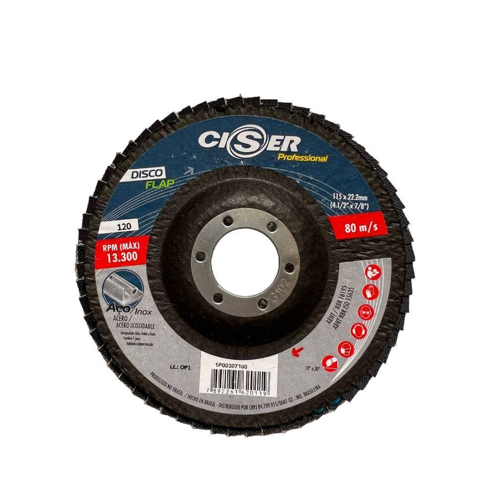 Disco Flap Std 115mm Fibra Cônico 60 - Ciser 120 - 1
