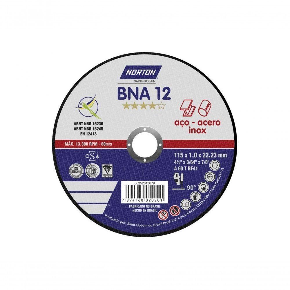 Disco Corte Aco Inox Bna 115X1,0X22,2Mm - 1