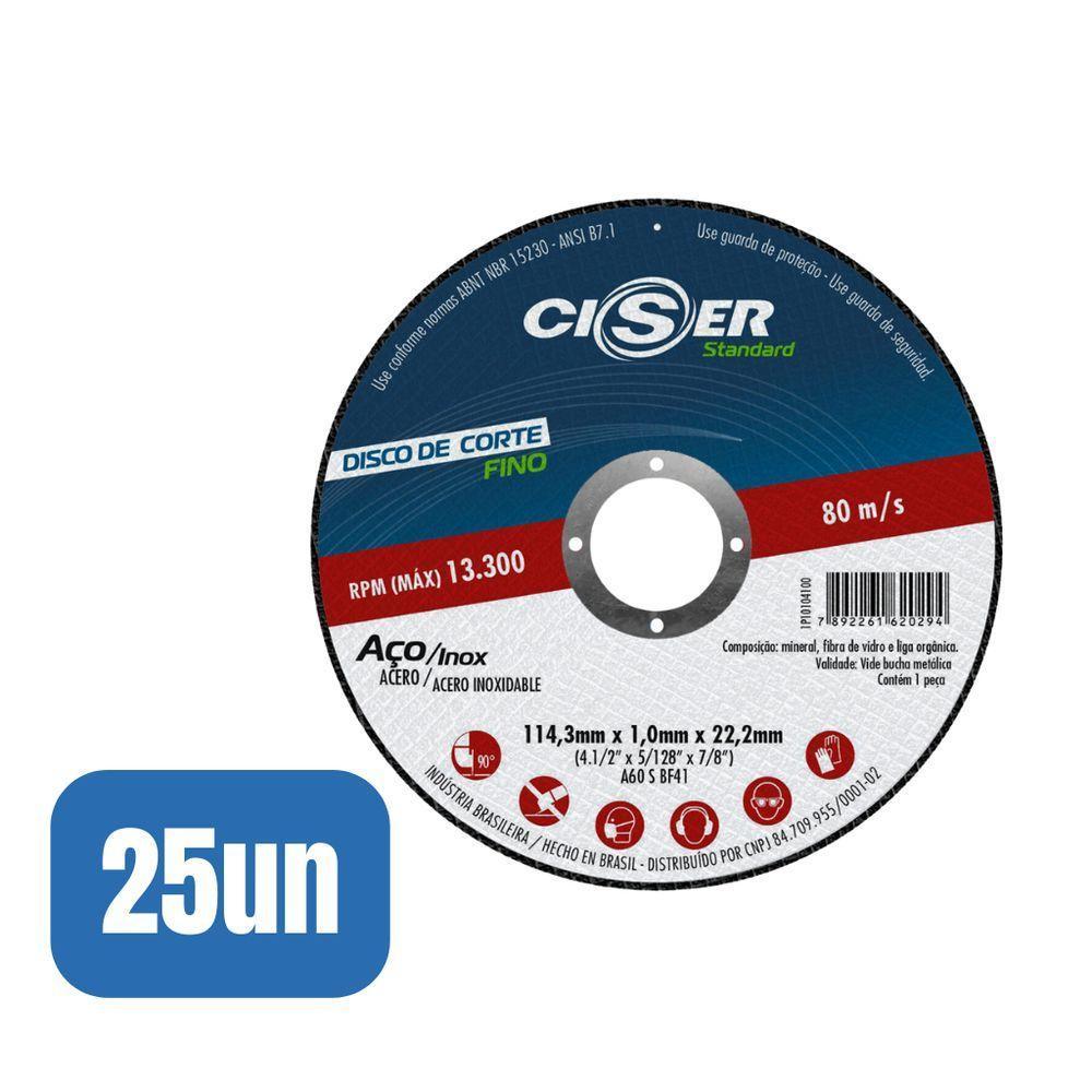 25 Discos Corte Std Aço/inox 115x1,0x22mm - Ciser - 4