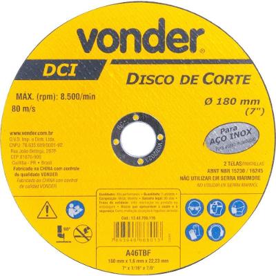 Disco De Corte 180 Mm X 1,6 Mm X 22,23 Mm Dci Inox