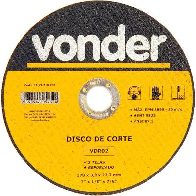 Disco De Corte 177,8X3,0X22,22 2 Telas Para Aço Carbono Vdr0
