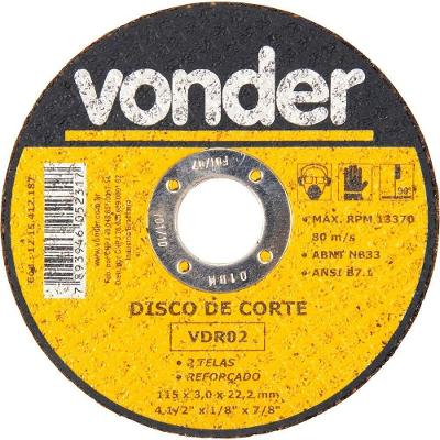 Disco De Corte 114,3X3,0X22,22 2 Telas Para Aço Carbono Vdr0
