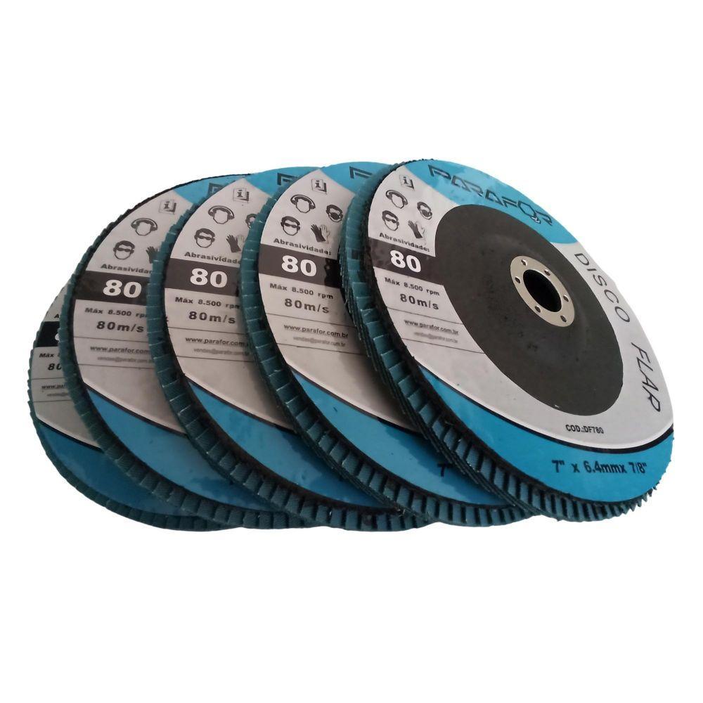 10 Discos Flap 7 X 7/8 X 6.4 Grão 80 - 2