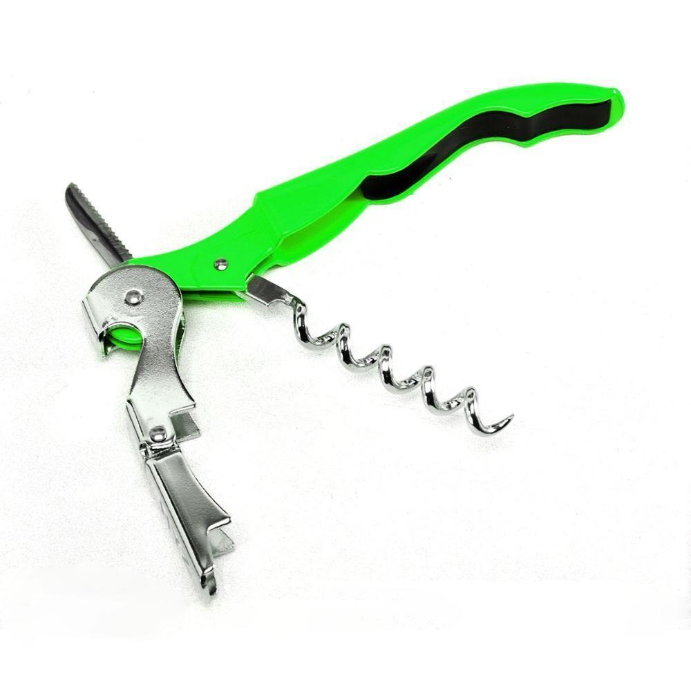 Saca Rolhas Vinho Garrafa Manual Tradicional Inox Verde - 3