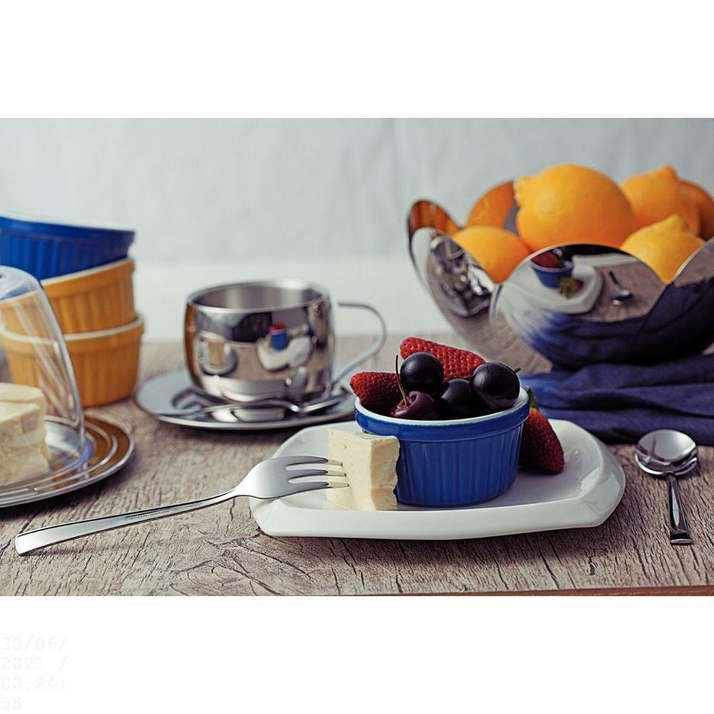 Kit Para Chá E Capuccino Em Aço Inox Acabamento Brilho Com Xícara Pires E Colher 18 Peças - 4