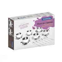 Kit Para Chá E Capuccino Em Aço Inox Acabamento Brilho Com Xícara Pires E Colher 18 Peças - 2