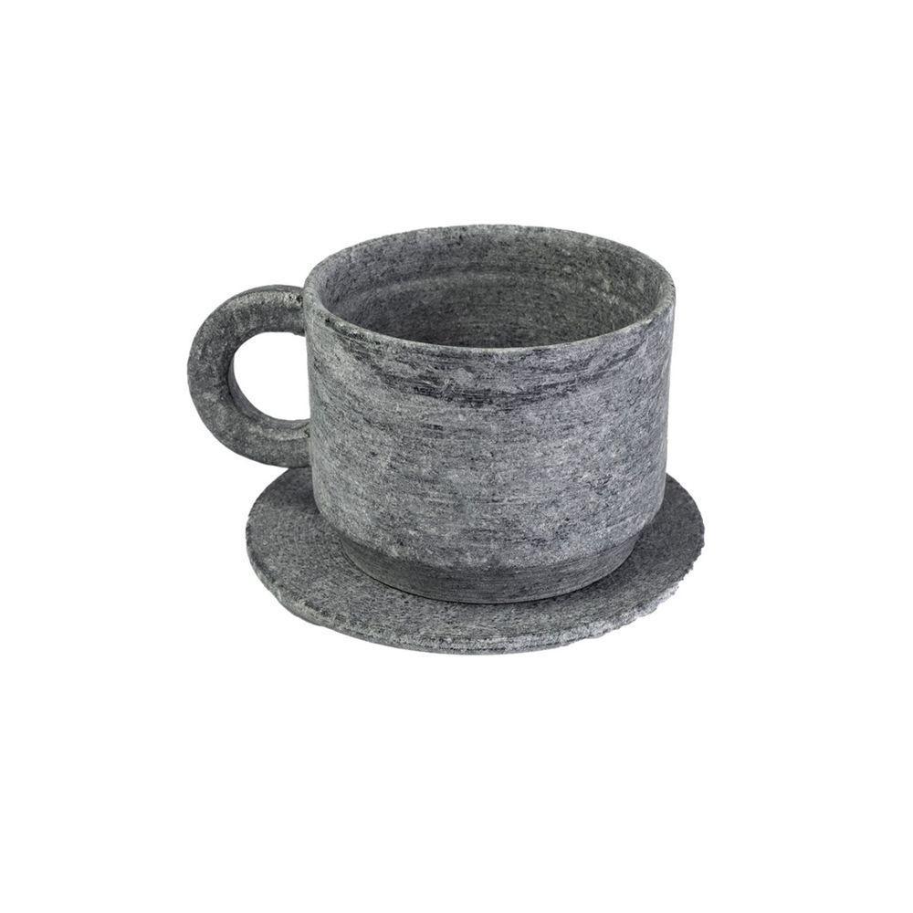 Xícara De Chá Com Pires Em Pedra Sabão Servir Decorar 200Ml - 1