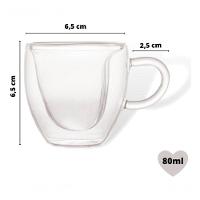 Cj 2 Xicaras P/cafe 2 Parede De Vidro Borossilicato 80ml - 3