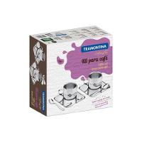 Kit Para Café Em Aço Inox Acabamento Brilho Com Xícara Píres Quadrado E Colher 6 Peças - 9