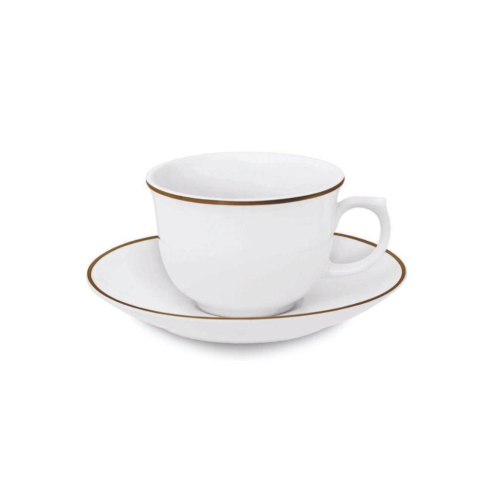 Conjunto De Xícaras Para Chá Com Pires Em Porcelana Flamingo Com 12 Peças 240Ml Oxford Sofia - 1