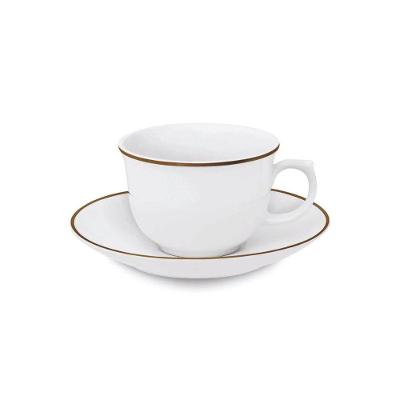 Conjunto De Xícaras Para Chá Com Pires Em Porcelana Flamingo Com 12 Peças 240Ml Oxford Sofia