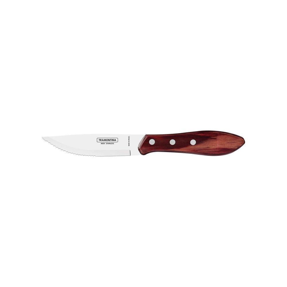 Faca Para Churrasco Jumbo Com Lâmina Em Aço Inox E Cabo De Madeira Polywood Vermelho 5" - 1