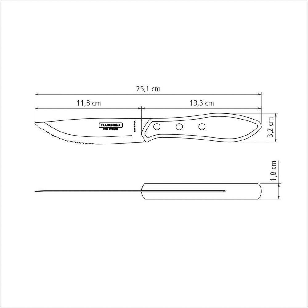 Faca Para Churrasco Jumbo Com Lâmina Em Aço Inox E Cabo De Madeira Polywood Vermelho 5" - 3