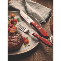 Faca Para Churrasco Jumbo Com Lâmina Em Aço Inox E Cabo De Madeira Polywood Vermelho 5" - 2