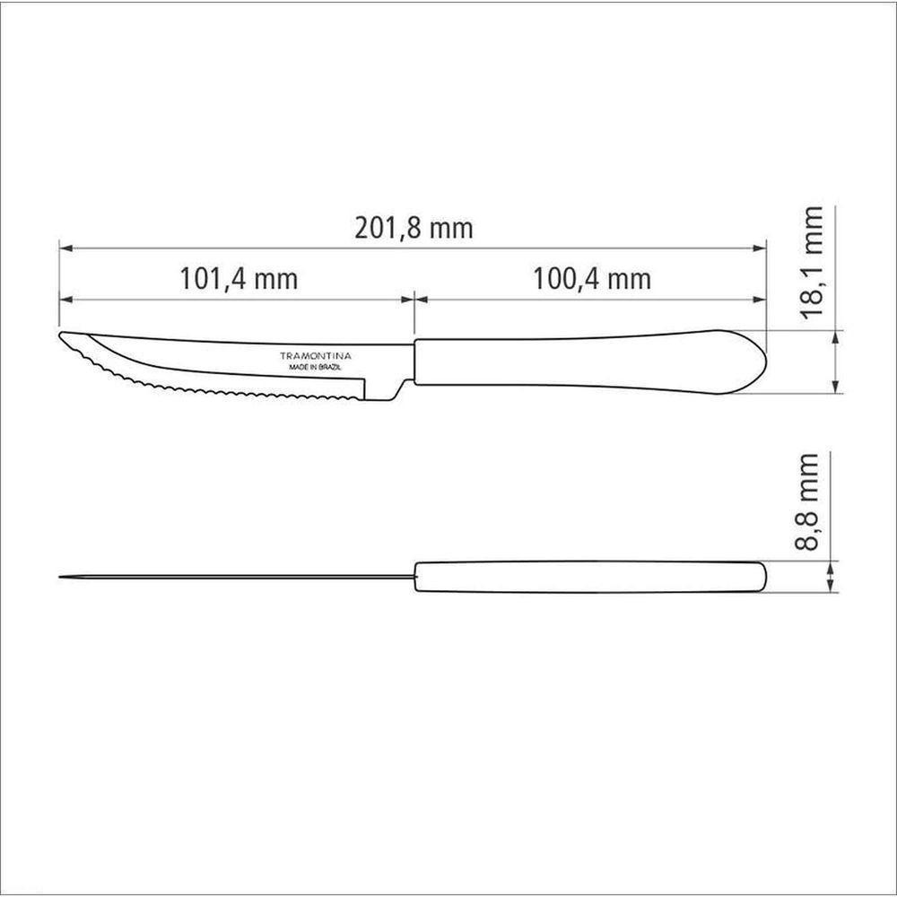 Faca Para Churrasco Leme Com Lâmina Em Aço Inox E Cabo De Polipropileno Cinza 4" - 2