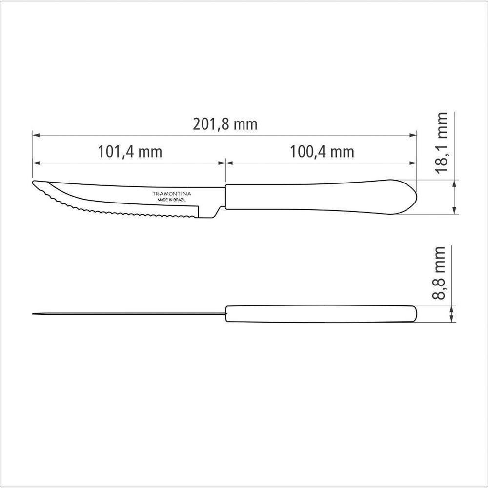 Faca Para Churrasco Leme Com Lâmina Em Aço Inox E Cabo De Polipropileno Vermelho 4" - 2