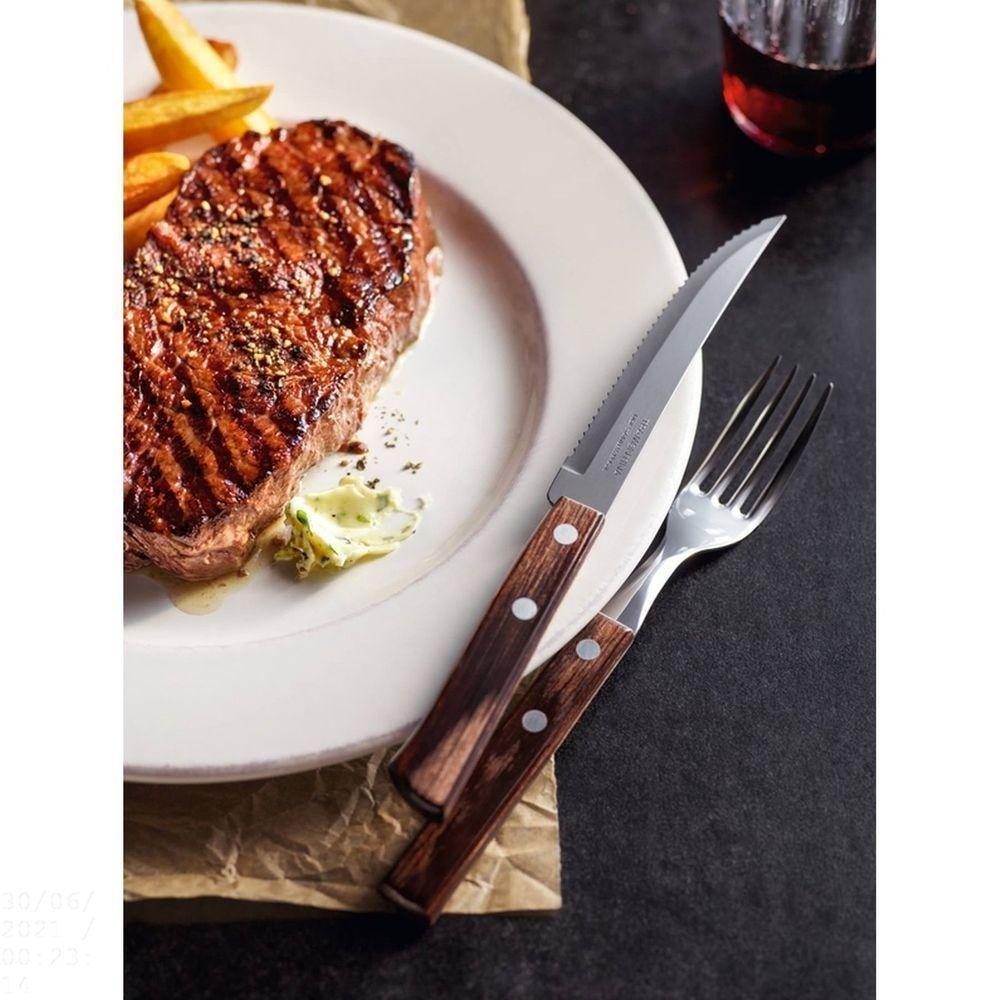 Faca Para Churrasco 5" Tramontina Em Aço Inox E Cabo Em Madeira Polywood Castanho Tramontina - 3