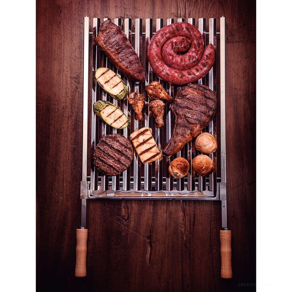 Grelha Tramontina Churrasco Em Aço Inox Com Cabo De Madeira Natural 50x41 Cm Tramontina - 3