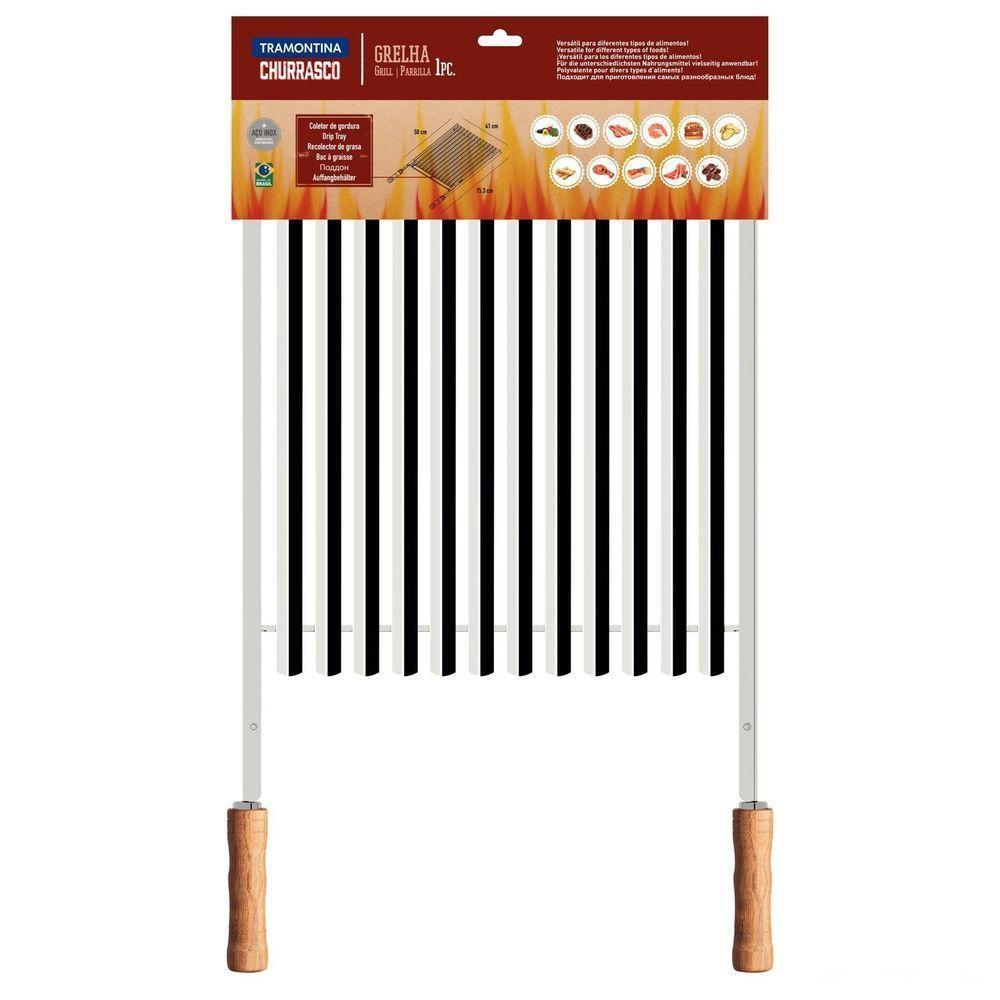 Grelha Tramontina Churrasco Em Aço Inox Com Cabo De Madeira Natural 50x41 Cm Tramontina - 4