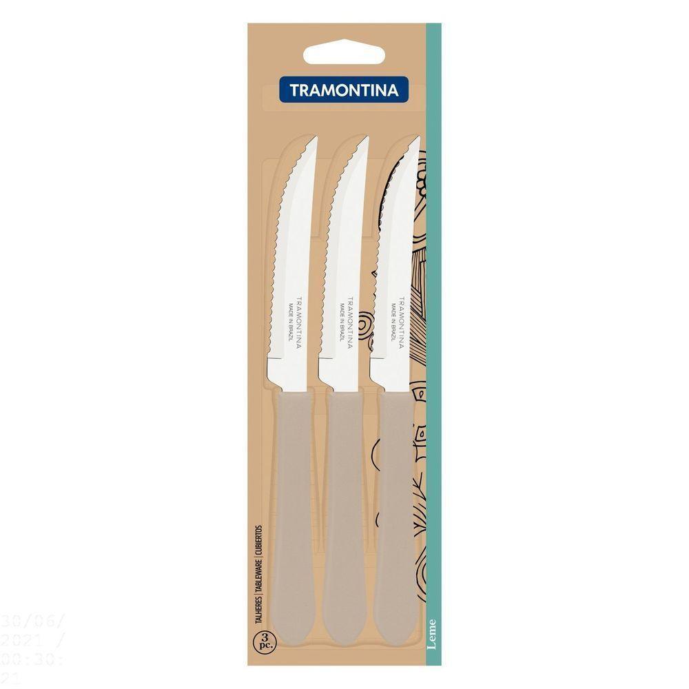 Conjunto De Facas Para Churrasco Leme Com Lâminas Em Aço Inox E Cabo Cinza 3 Peças - 2