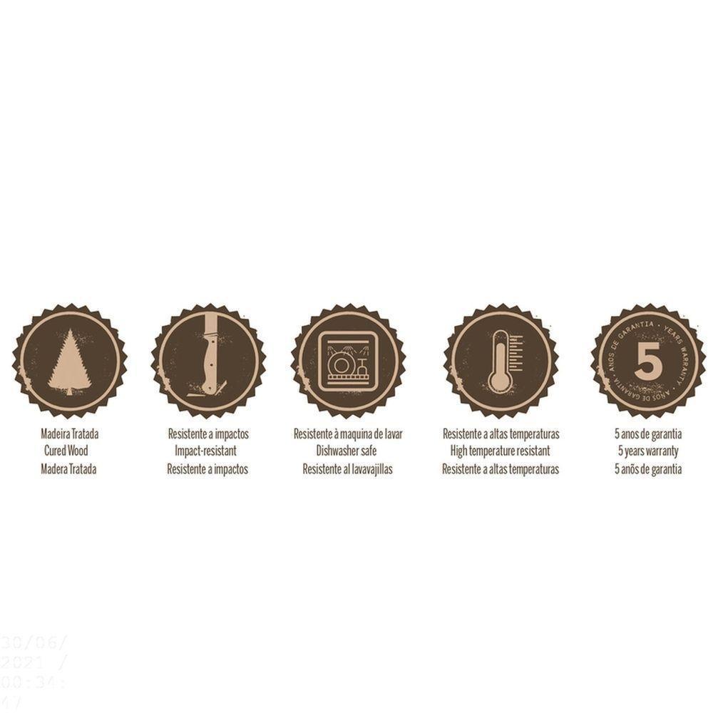 Kit Para Churrasco Em Aço Inox Cabo Castanho Polywood Com Tábua De Madeira 3 Peças - 3