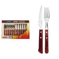 Jogo De Talheres Para Churrasco Em Aço Inox E Cabo Vermelho Polywood 12 Peças - Faca 4" - 1