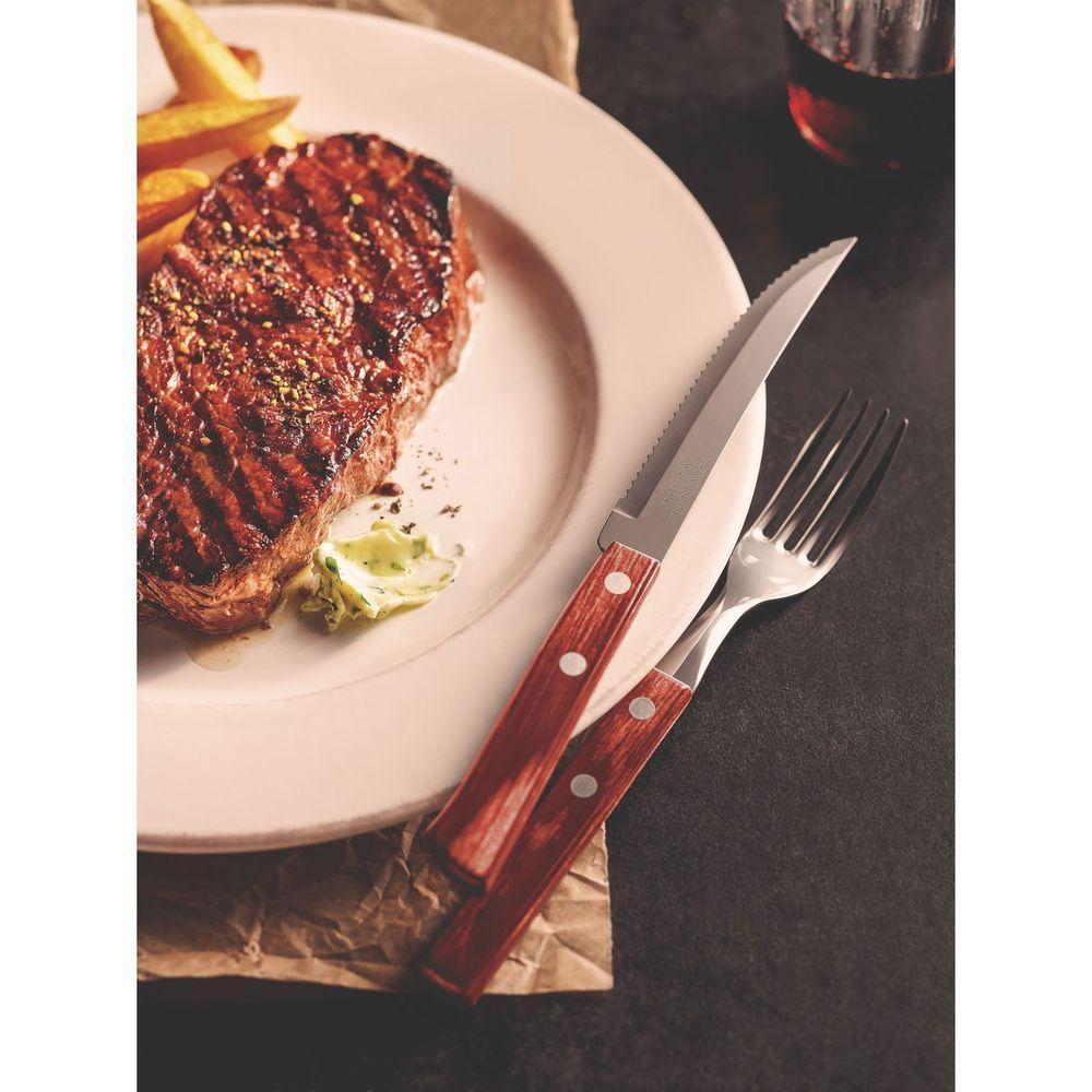 Jogo De Talheres Para Churrasco Em Aço Inox E Cabo Vermelho Polywood 12 Peças - Faca 5" - 3