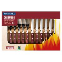 Jogo De Talheres Para Churrasco Em Aço Inox E Cabo Vermelho Polywood 12 Peças - Faca 5" - 6