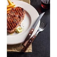 Jogo De Talheres Para Churrasco Em Aço Inox Com Cabo Castanho Polywood 12 Peças - 2