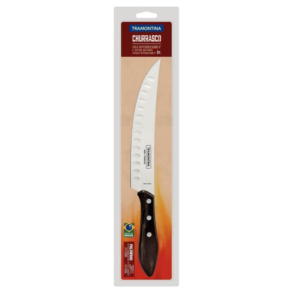 Faca Para Carne Butcher Cabo Em Madeira Tratada Polywood Castanho 8" Tramontina - 3