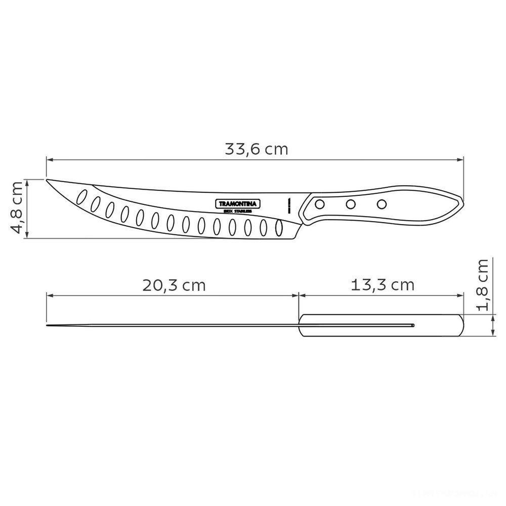 Faca Para Carne Butcher Cabo Em Madeira Tratada Polywood Castanho 8" Tramontina - 4